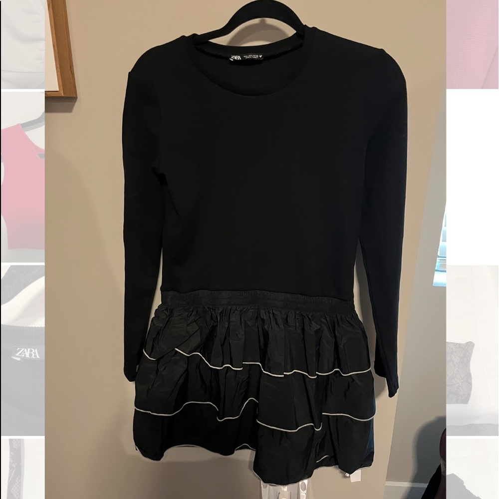 ZARA Long Sleeve Black Mini Dress